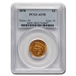1878 $3 Gold Princess AU-58 PCGS