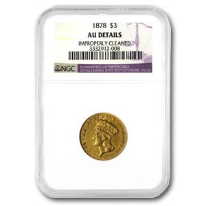1878 $3 Gold Princess AU Details NGC (Cleaned) 1878 $3 Gold Princess AU Details NGC (Cleaned)
