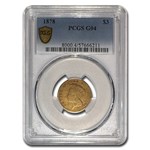 1878 $3 Gold Princess Good-4 PCGS