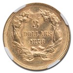 1878 $3 Gold Princess MS-60 NGC