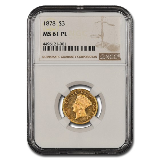 1878 $3 Gold Princess MS-61 NGC (PL) 1878 $3 Gold Princess MS-61 NGC (PL)
