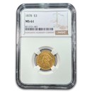 1878 $3 Gold Princess MS-61 NGC