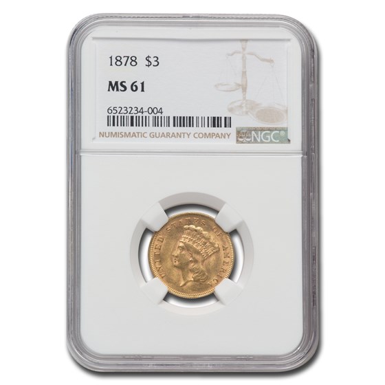 1878 $3 Gold Princess MS-61 NGC 1878 $3 Gold Princess MS-61 NGC