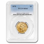 1878 $3 Gold Princess MS-61 PCGS