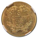 1878 $3 Gold Princess MS-62 NGC