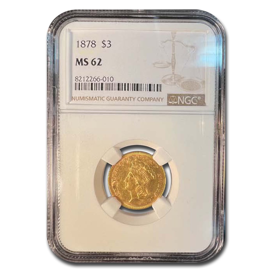 1878 $3 Gold Princess MS-62 NGC