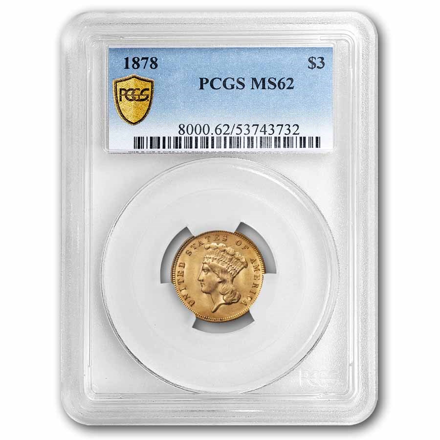 1878 $3 Gold Princess MS-62 PCGS