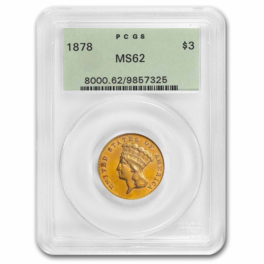 1878 $3 Gold Princess MS-62 PCGS