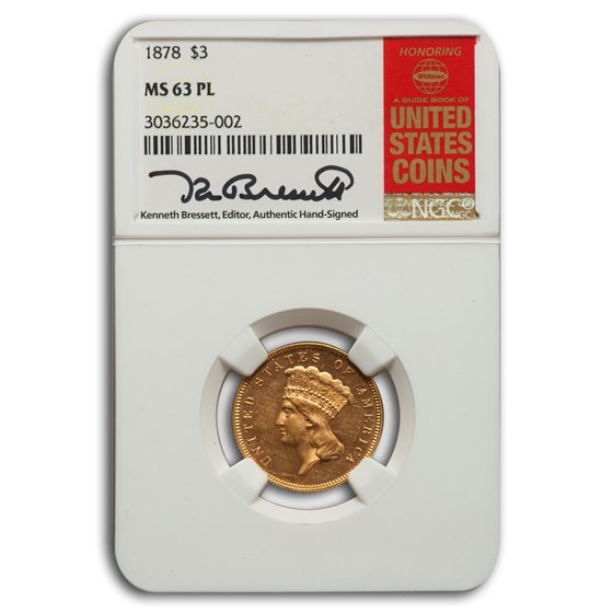 1878 $3 Gold Princess MS-63 NGC (PL) 1878 $3 Gold Princess MS-63 NGC (PL)