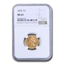 1878 $3 Gold Princess MS-63 NGC