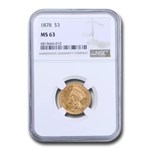 1878 $3 Gold Princess MS-63 NGC