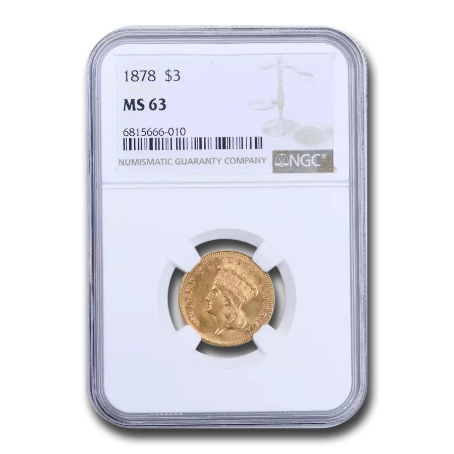 1878 $3 Gold Princess MS-63 NGC