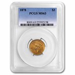 1878 $3 Gold Princess MS-63 PCGS