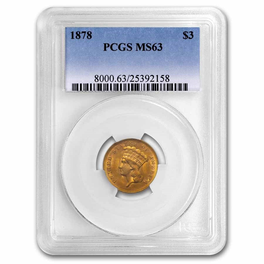 1878 $3 Gold Princess MS-63 PCGS