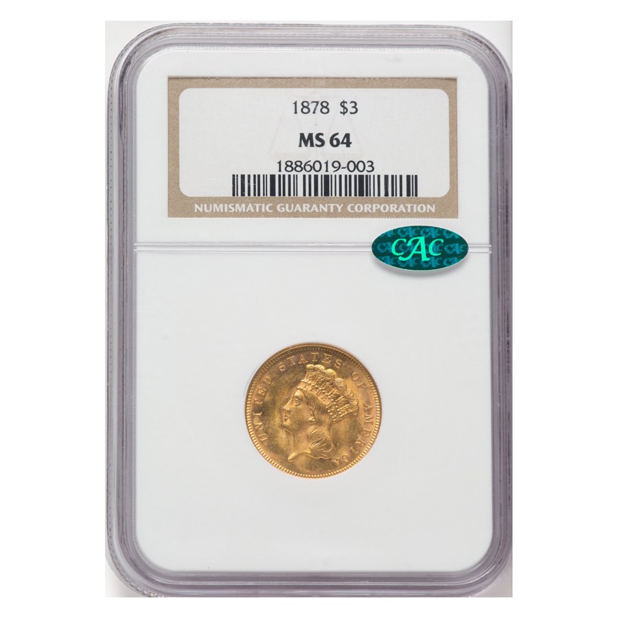 1878 $3 Gold Princess MS-64 NGC CAC