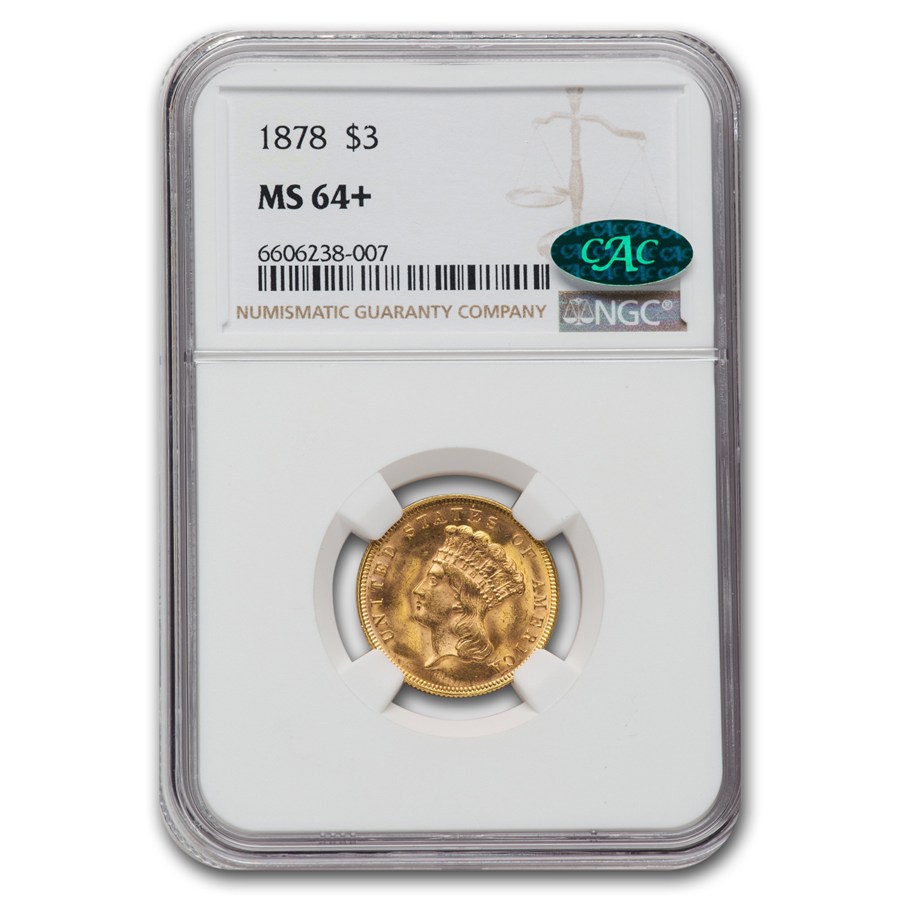 Buy 1878 $3 Gold Princess MS-64+ NGC CAC | APMEX