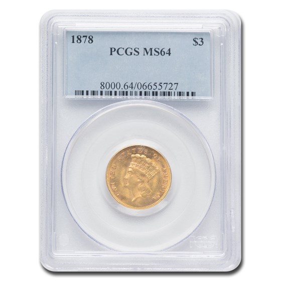 1878 $3 Gold Princess MS-64 PCGS
