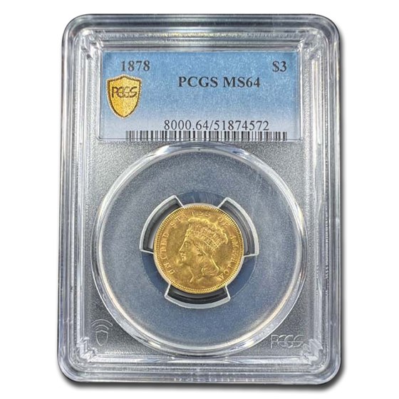 1878 $3 Gold Princess MS-64 PCGS 1878 $3 Gold Princess MS-64 PCGS
