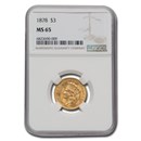 1878 $3 Gold Princess MS-65 NGC