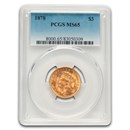 1878 $3 Gold Princess MS-65 PCGS