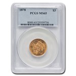 1878 $3 Gold Princess MS-65 PCGS