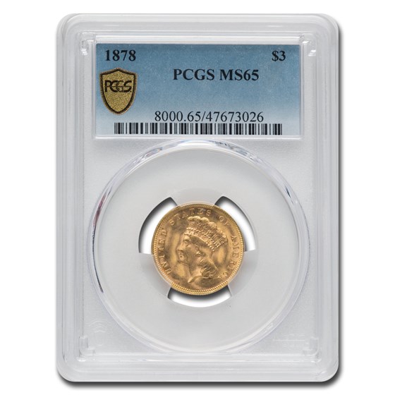 1878 $3 Gold Princess MS-65 PCGS