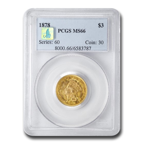 1878 $3 Gold Princess MS-66 PCGS 1878 $3 Gold Princess MS-66 PCGS