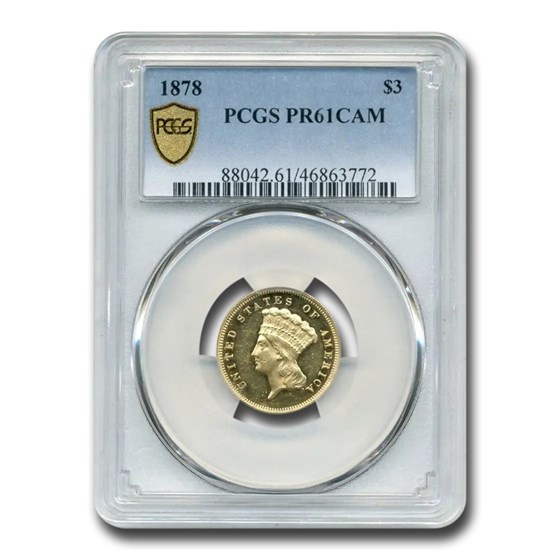 1878 $3 Gold Princess PR-61 Cameo PCGS 1878 $3 Gold Princess PR-61 Cameo PCGS