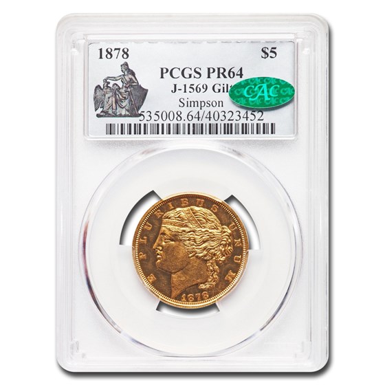 1878 $5.00 Gold Half Eagle Pattern PR-64 PCGS CAC (J-1569 GILT) 1878 $5.00 Gold Half Eagle Pattern PR-64 PCGS CAC (J-1569 GILT)