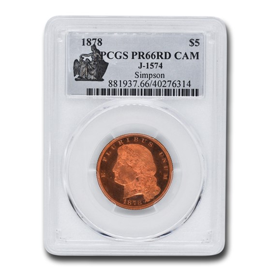 1878 $5.00 Half Eagle Pattern PR-66 Cameo PCGS (Red, J-1574) 1878 $5.00 Half Eagle Pattern PR-66 Cameo PCGS (Red, J-1574)