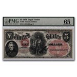 1878 $5.00 Legal Tender Woodchopper New-65 PPQ PMG (Fr#69)