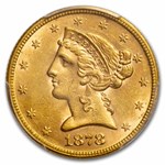 1878 $5 Liberty Gold Half Eagle AU-58 PCGS