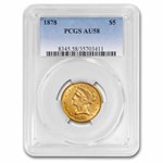 1878 $5 Liberty Gold Half Eagle AU-58 PCGS