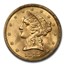 1878 $5 Liberty Gold Half Eagle MS-65 PCGS