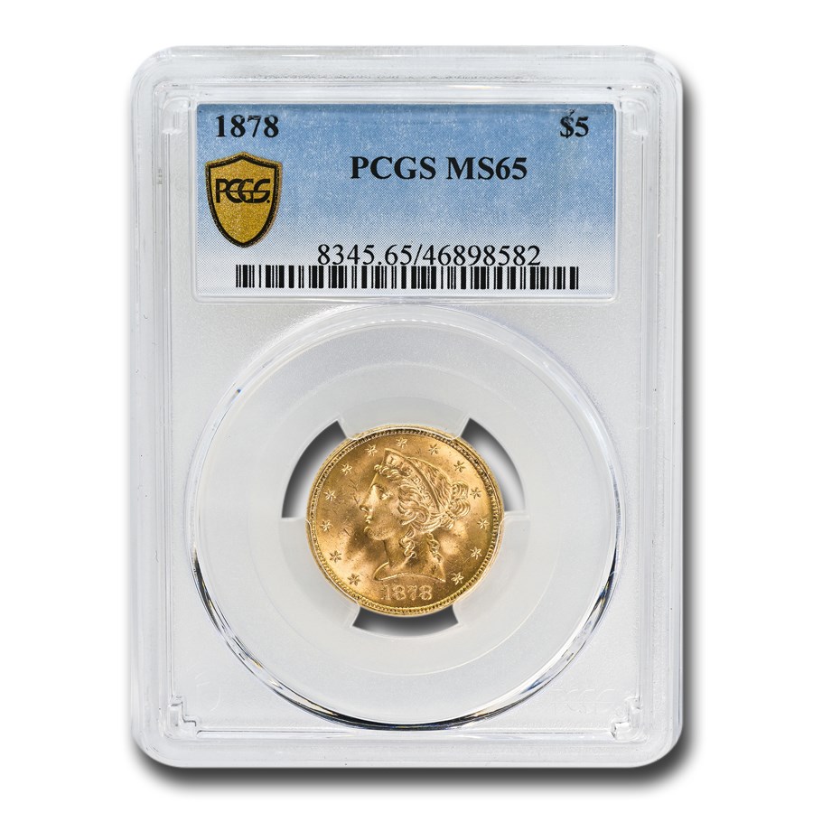 1878 $5 Liberty Gold Half Eagle MS-65 PCGS