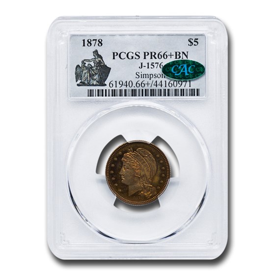 1878 $5 Pattern PR-66+ PCGS CAC (Brown, J-1576)