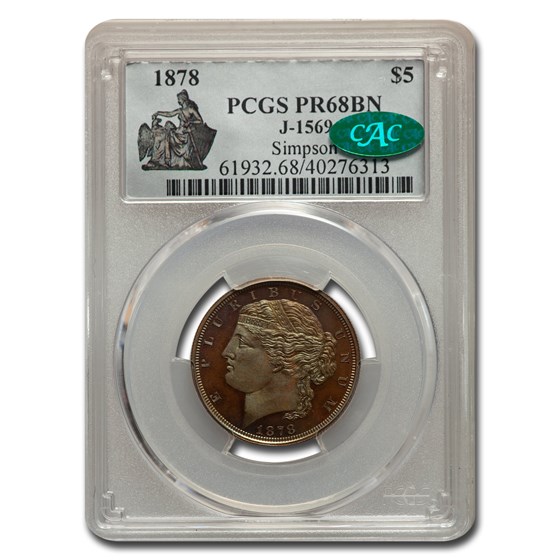 1878 $5 Pattern PR-68 PCGS CAC (Brown, J-1569)