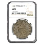 1878 7 TF Rev of 79 Morgan Dollar AU-50 NGC