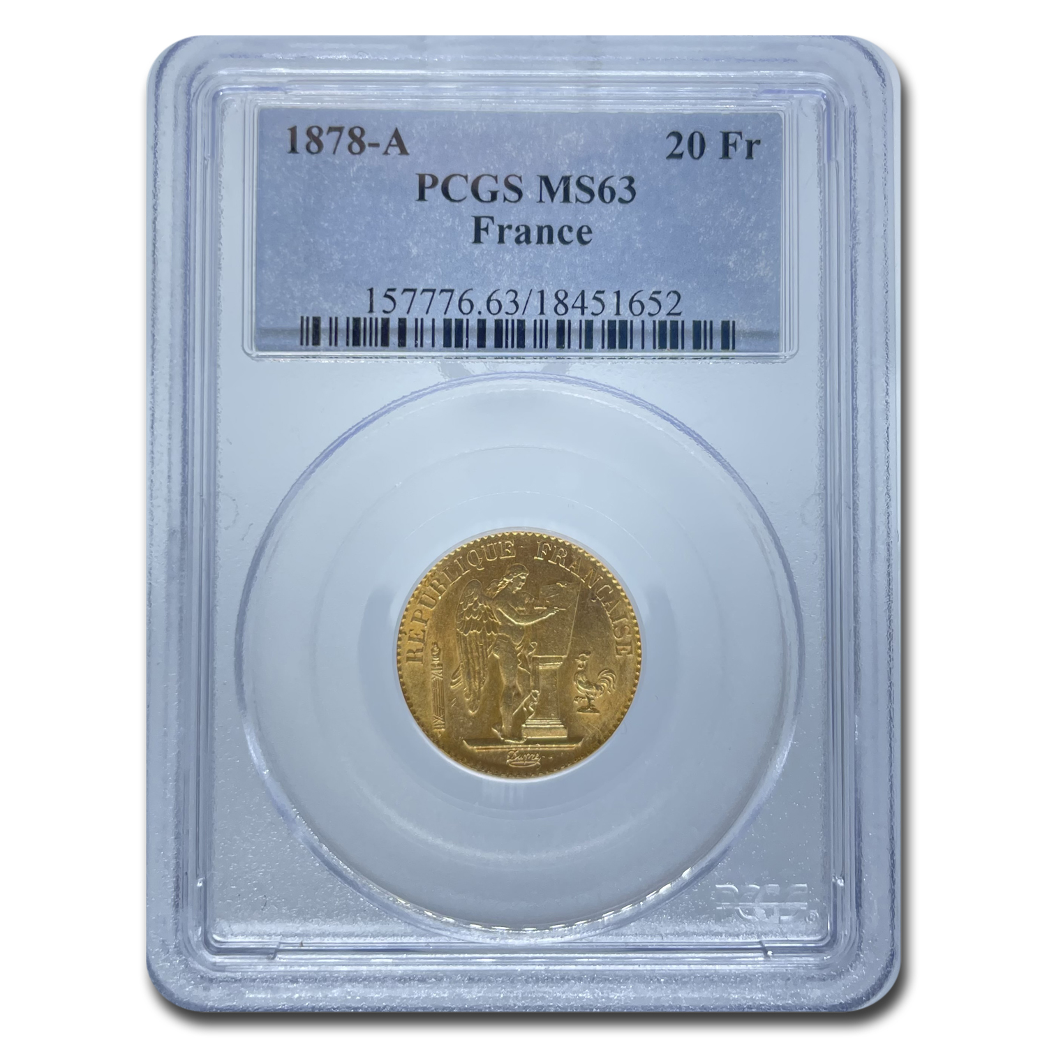 Buy 1878-A France Gold 20 Francs Lucky Angel MS-63 PCGS | APMEX