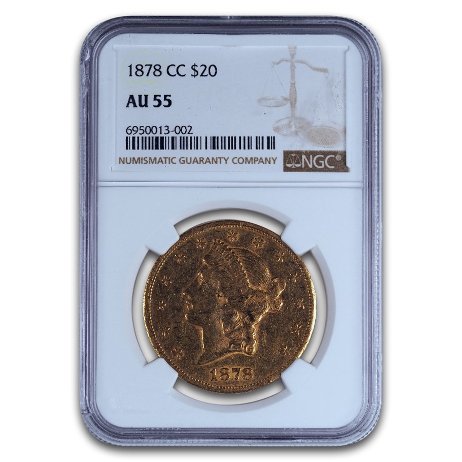 1878-CC $20 Liberty Gold Double Eagle AU-55 NGC
