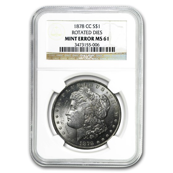 1878-CC Morgan Dollar MS-61 NGC (45 Degree CW Rotated Rev) 1878-CC Morgan Dollar MS-61 NGC (45 Degree CW Rotated Rev)