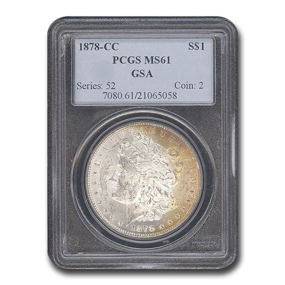 1878-CC Morgan Dollar MS-61 PCGS (GSA, Beautiful Toning) 1878-CC Morgan Dollar MS-61 PCGS (GSA, Beautiful Toning)