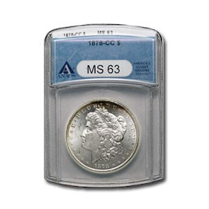 1878-CC Morgan Dollar MS-63 ANACS 1878-CC Morgan Dollar MS-63 ANACS