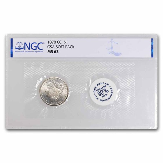 1878-CC Morgan Dollar MS-63 NGC (GSA Soft Pack) 1878-CC Morgan Dollar MS-63 NGC (GSA Soft Pack)