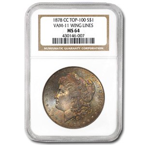 1878-CC Morgan Dollar MS-64 NGC (VAM-11, Eagle's Wing, Top-100) 1878-CC Morgan Dollar MS-64 NGC (VAM-11, Eagle's Wing, Top-100)