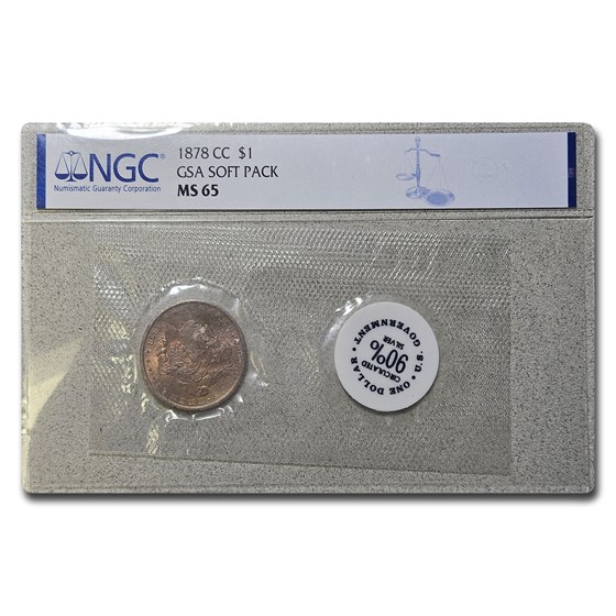 1878-CC Morgan Dollar MS-65 NGC (Toned, GSA Soft Pack) 1878-CC Morgan Dollar MS-65 NGC (Toned, GSA Soft Pack)