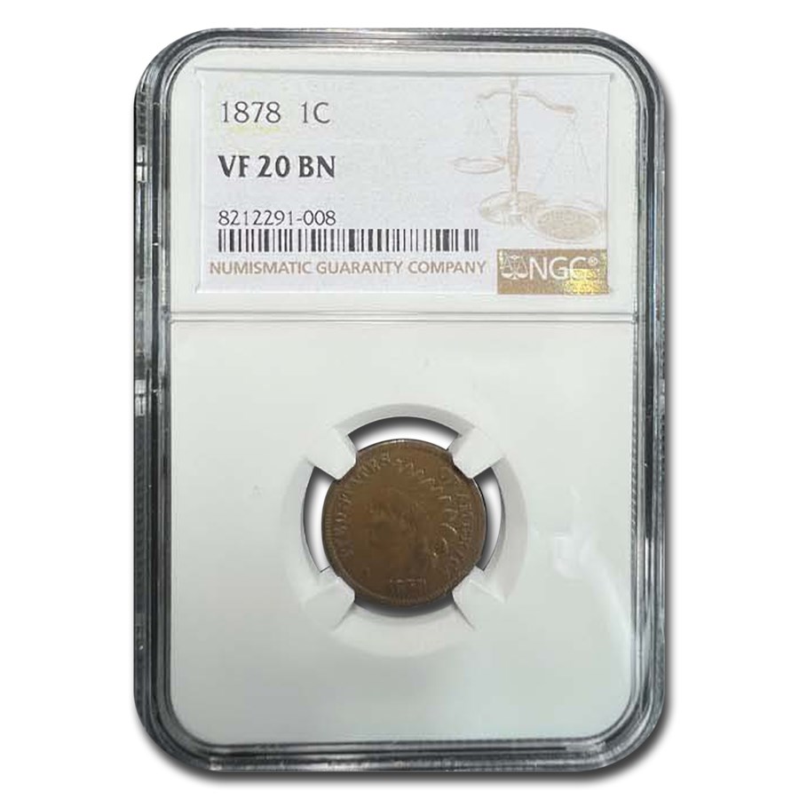 1878 Indian Head Cent VF-20 NGC (Brown)