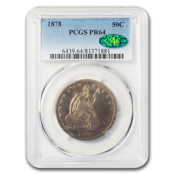 1878 Liberty Seated Half Dollar PR-64 PCGS CAC 1878 Liberty Seated Half Dollar PR-64 PCGS CAC
