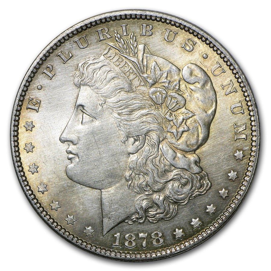 1878 Morgan Dollar 7/8 Tailfeathers BU Details (Cleaned)