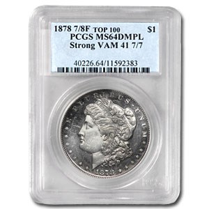 1878 Morgan Dollar 7/8 TF MS-64 DMPL (VAM-41, Strong, Top-100) 1878 Morgan Dollar 7/8 TF MS-64 DMPL (VAM-41, Strong, Top-100)